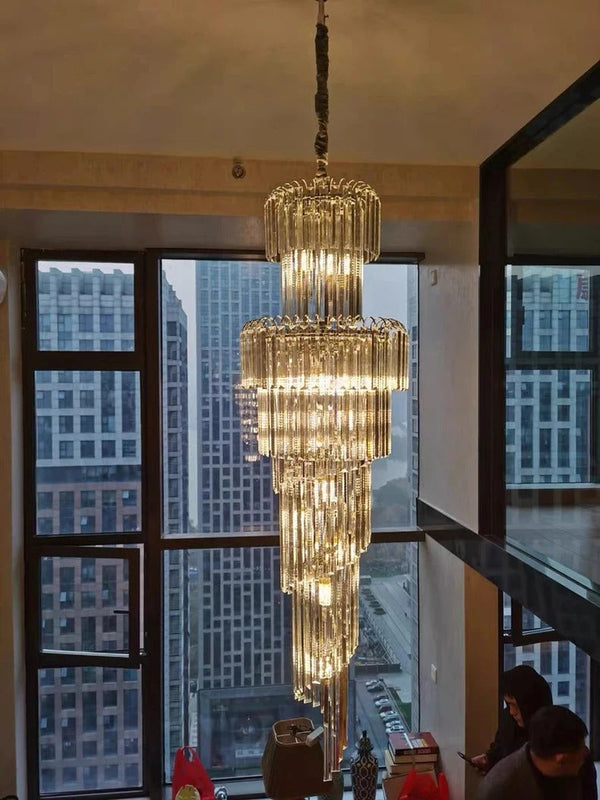 Elysian Glow Crystal Tower Modern Chic Glass Globe Pendant - Zynella