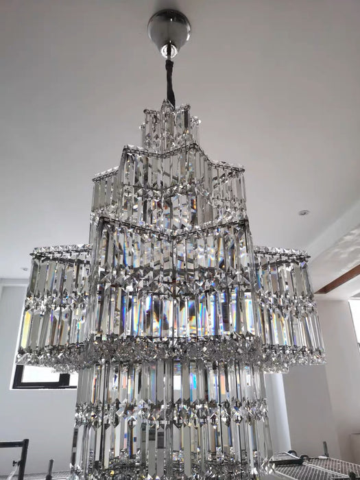 Ethereal Icefall Crystal Chandelier Modern Art Deco Inspired Illumination - Zynella