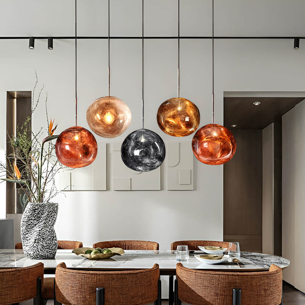 Dining table smoky glass pendant