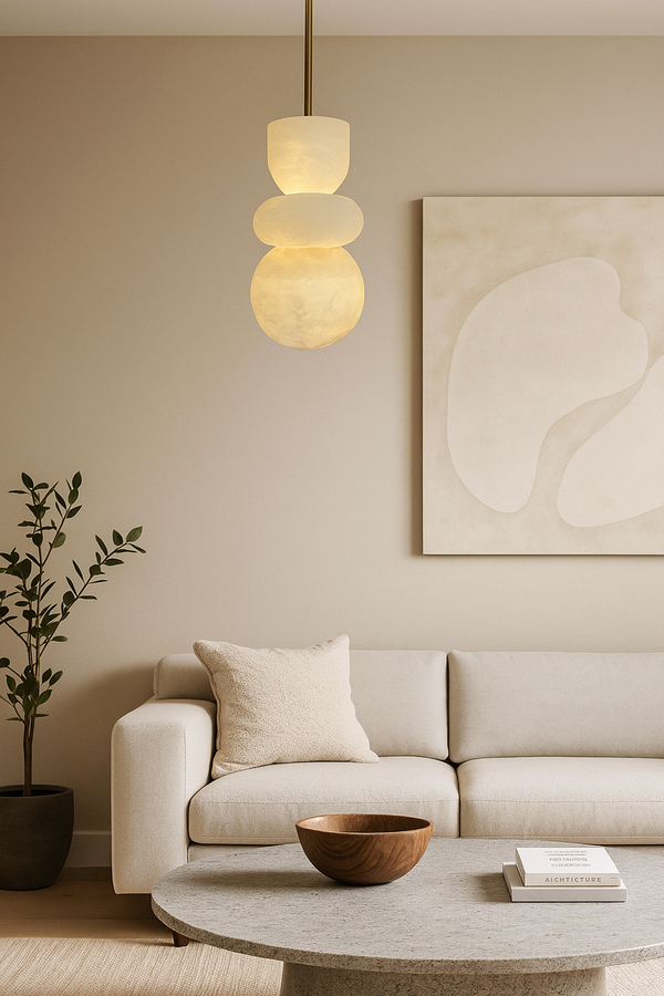 Enzo Marble Pendant Modern Bohemian Rattan Woven Pendant - Zynella
