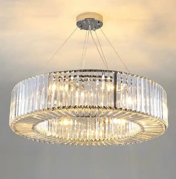 Emperor Chrome Crystal Ring Modern Sculptural Spiral LED Fixture - Zynella