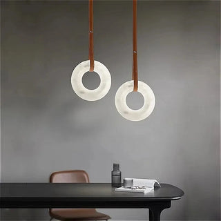 Leather Belt Marble Ring Pendant Modern  Luxury Marble Base Table Lamp