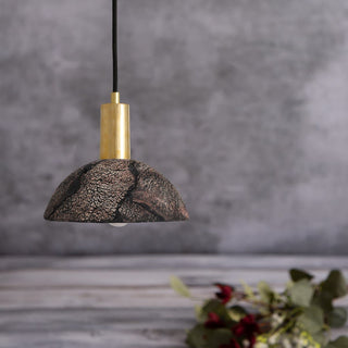 Kauri Organic Ceramic Dome Pendant Light 20cm, Black Clay Modern  Contemporary Crystal Statement Fixture