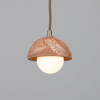Ferox Small Ceramic Dome Pendant Light 14cm, Red Iron Modern  Rustic Industrial Hanging Lamp