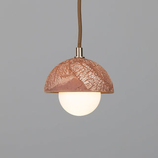 Ferox Small Ceramic Dome Pendant Light 14cm, Red Iron Modern  Rustic Industrial Hanging Lamp