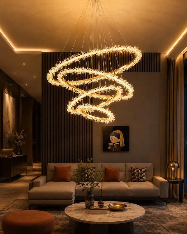 Zynella Luxury Crystal Ring Pendant Chandelier