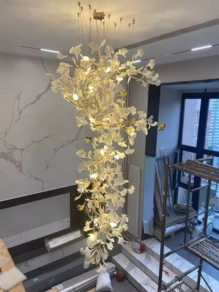 Ginkgo Leaf Chandelier Modern  Classic Drum Shade Ceiling Light