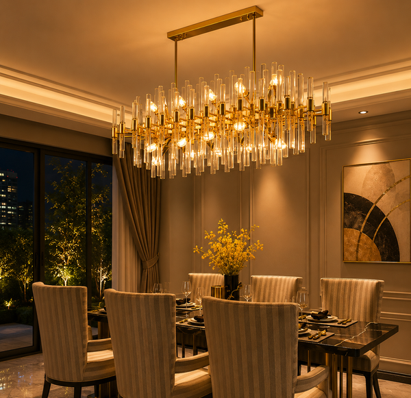 Zynella Luxury Gold Crystal LED Chandelier