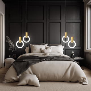 Pendulum Halo Lights Stylish Modern  Ornate Antique Finish Fixture