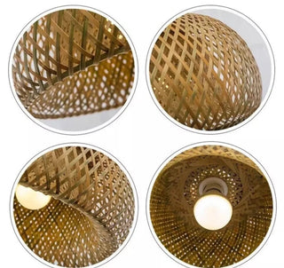 Bamboo basket Lampshade Modern  Chic Glass Globe Pendant