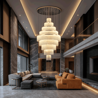 Melanie Crystal Ring Chandelier Modern  Sculptural Spiral LED Fixture