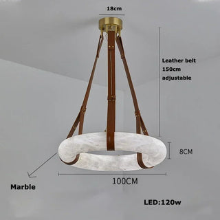 Leather Belt Marble Ring Pendant Modern  Luxury Marble Base Table Lamp