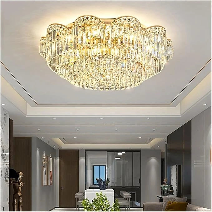 Zynella Luxury Crystal LED Chain Pendant Chandelier