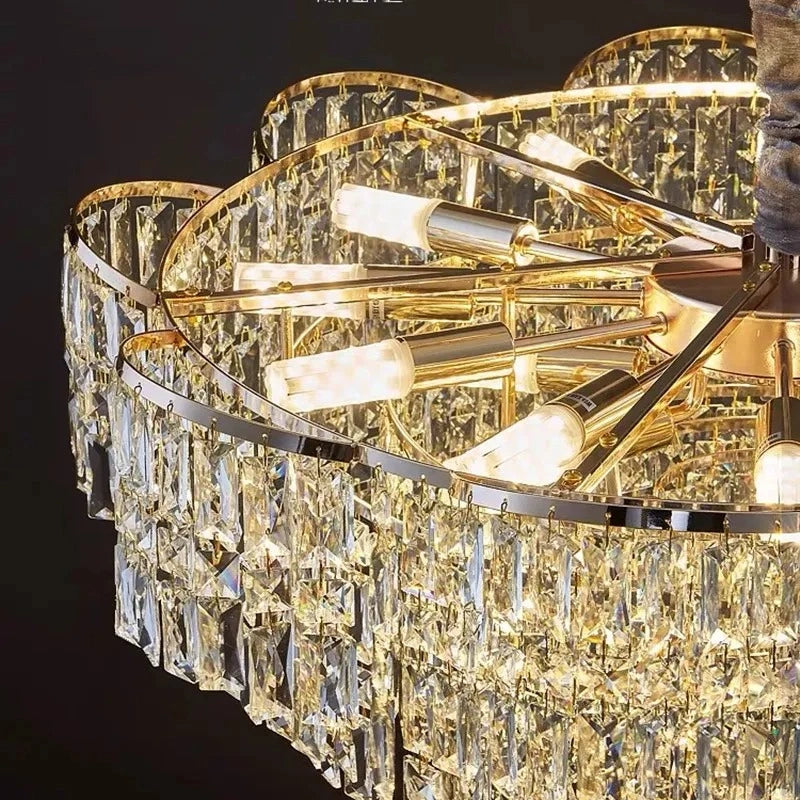 Zynella Luxury Crystal LED Chain Pendant Chandelier