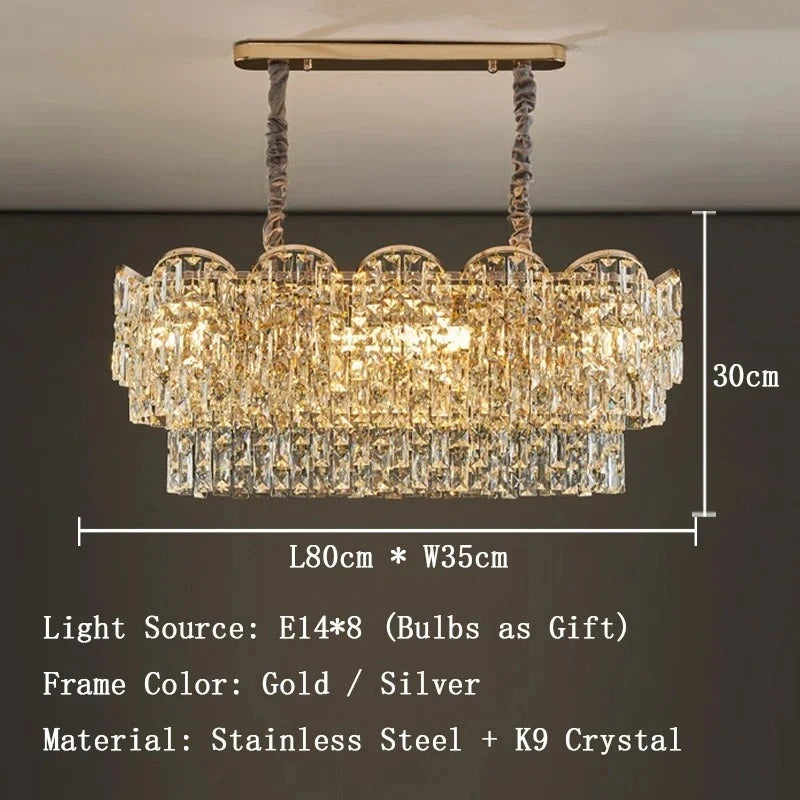 Zynella Luxury Crystal LED Chain Pendant Chandelier