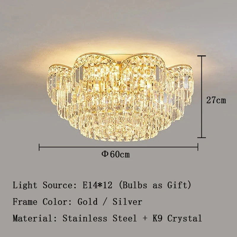Zynella Luxury Crystal LED Chain Pendant Chandelier