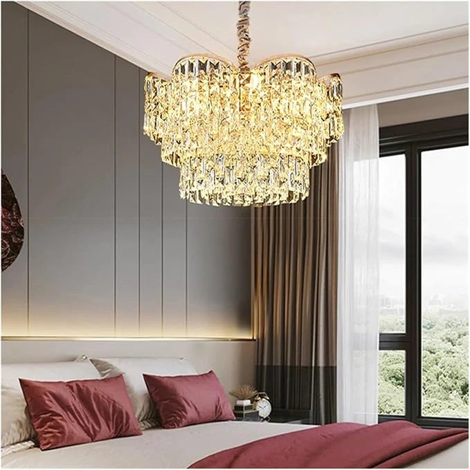 Zynella Luxury Crystal LED Chain Pendant Chandelier