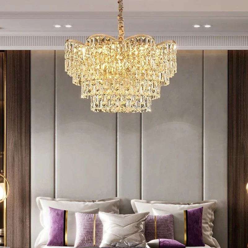Zynella Luxury Crystal LED Chain Pendant Chandelier