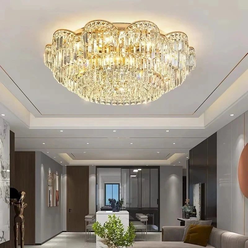 Zynella Luxury Crystal LED Chain Pendant Chandelier