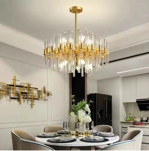 Zynella Luxury Gold Crystal LED Chandelier