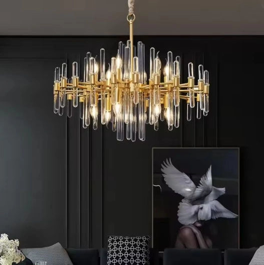 Zynella Luxury Gold Crystal LED Chandelier