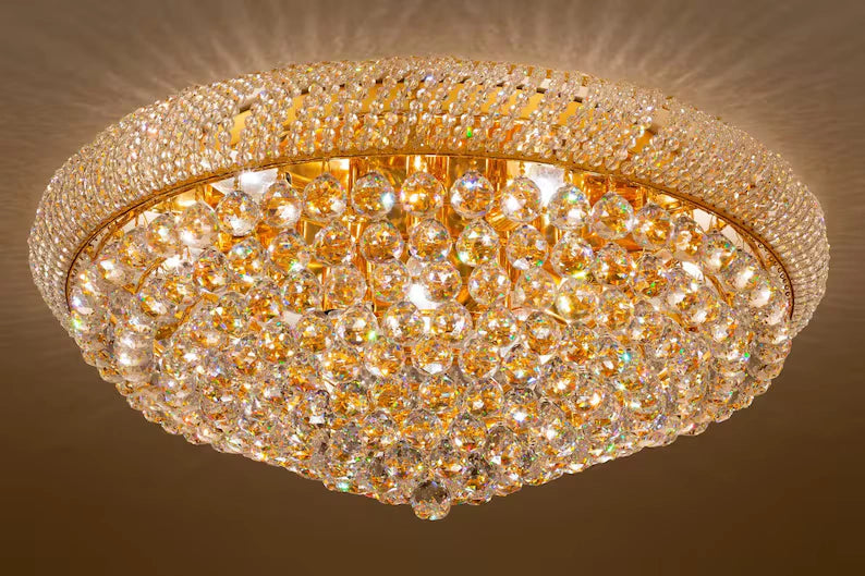 Zynella Luxury Round Crystal LED Pendant Chandelier
