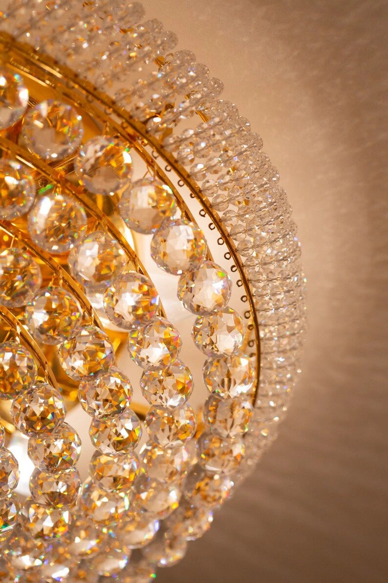 Zynella Luxury Round Crystal LED Pendant Chandelier