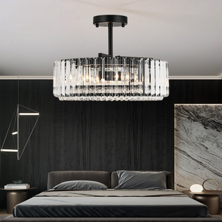 Glimmer Crystal Drum Chandelier Modern  Ultra Slim LED Panel Lighting