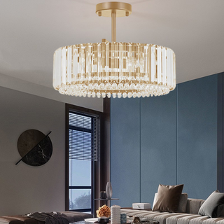 Glimmer Crystal Drum Chandelier Modern  Ultra Slim LED Panel Lighting
