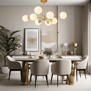 Milky Head Chandelier Modern  Scandinavian Wooden Accent Light