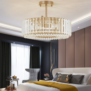 Glimmer Crystal Drum Chandelier Modern  Ultra Slim LED Panel Lighting