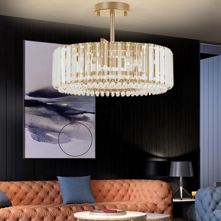 Glimmer Crystal Drum Chandelier Modern  Ultra Slim LED Panel Lighting