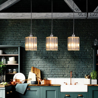 Modern Crystal Glass Pendant Light Modern  Sleek Linear Suspension Light