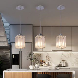 Modern Crystal Glass Pendant Light Modern  Sleek Linear Suspension Light