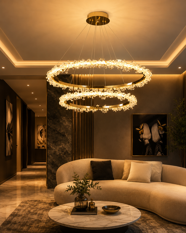 Zynella Luxury Crystal Ring Pendant Chandelier