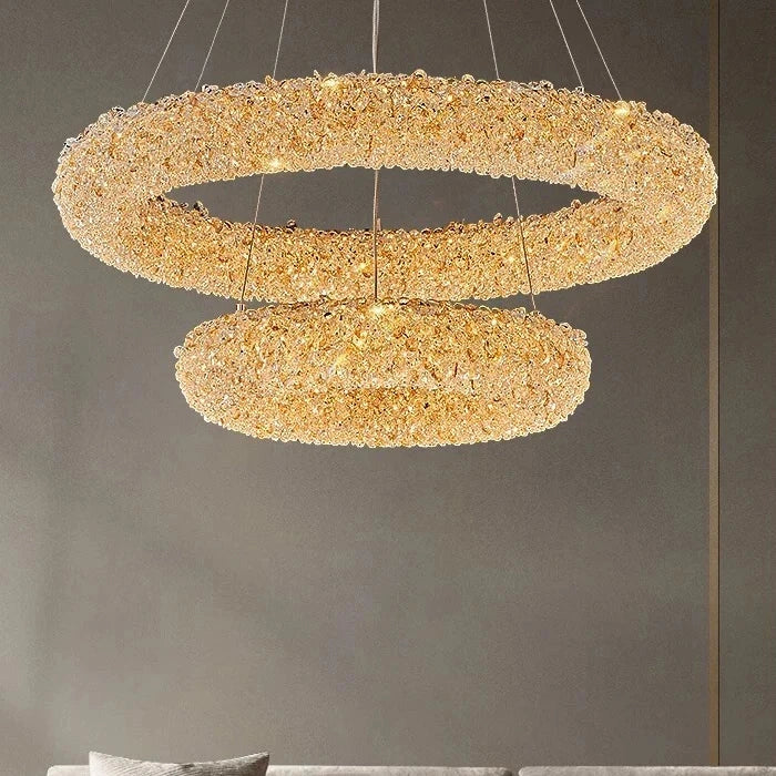 Zynella Nordic Silver & Gold Crystal Pendant Chandelier
