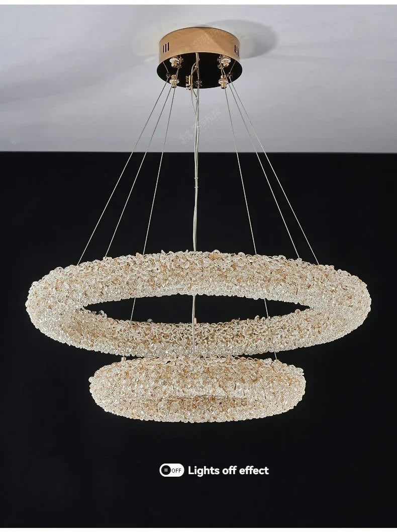 Zynella Nordic Silver & Gold Crystal Pendant Chandelier