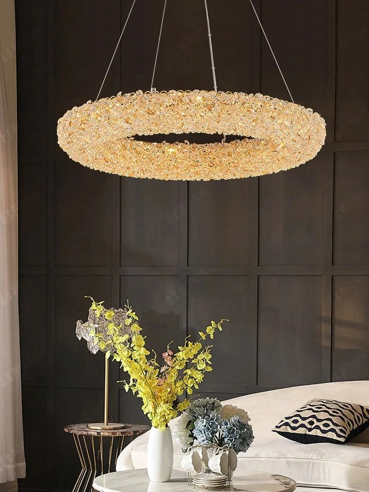 Zynella Nordic Silver & Gold Crystal Pendant Chandelier