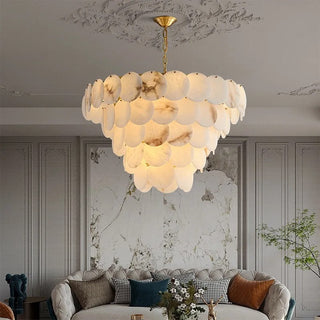 Molly Alabaster Tiered Chandelier Modern  Elegant Teardrop LED Pendant