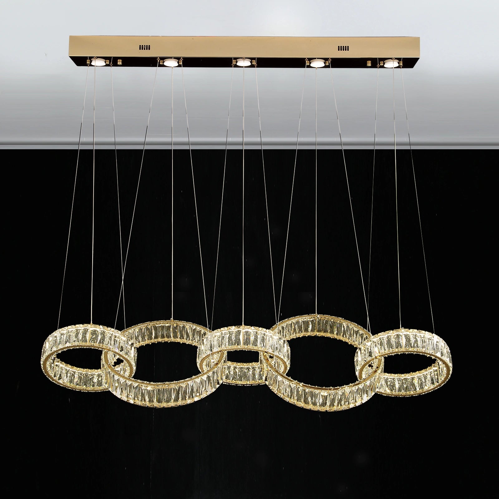 New Zynella Modern Rectangular LED Crystal Chandelier