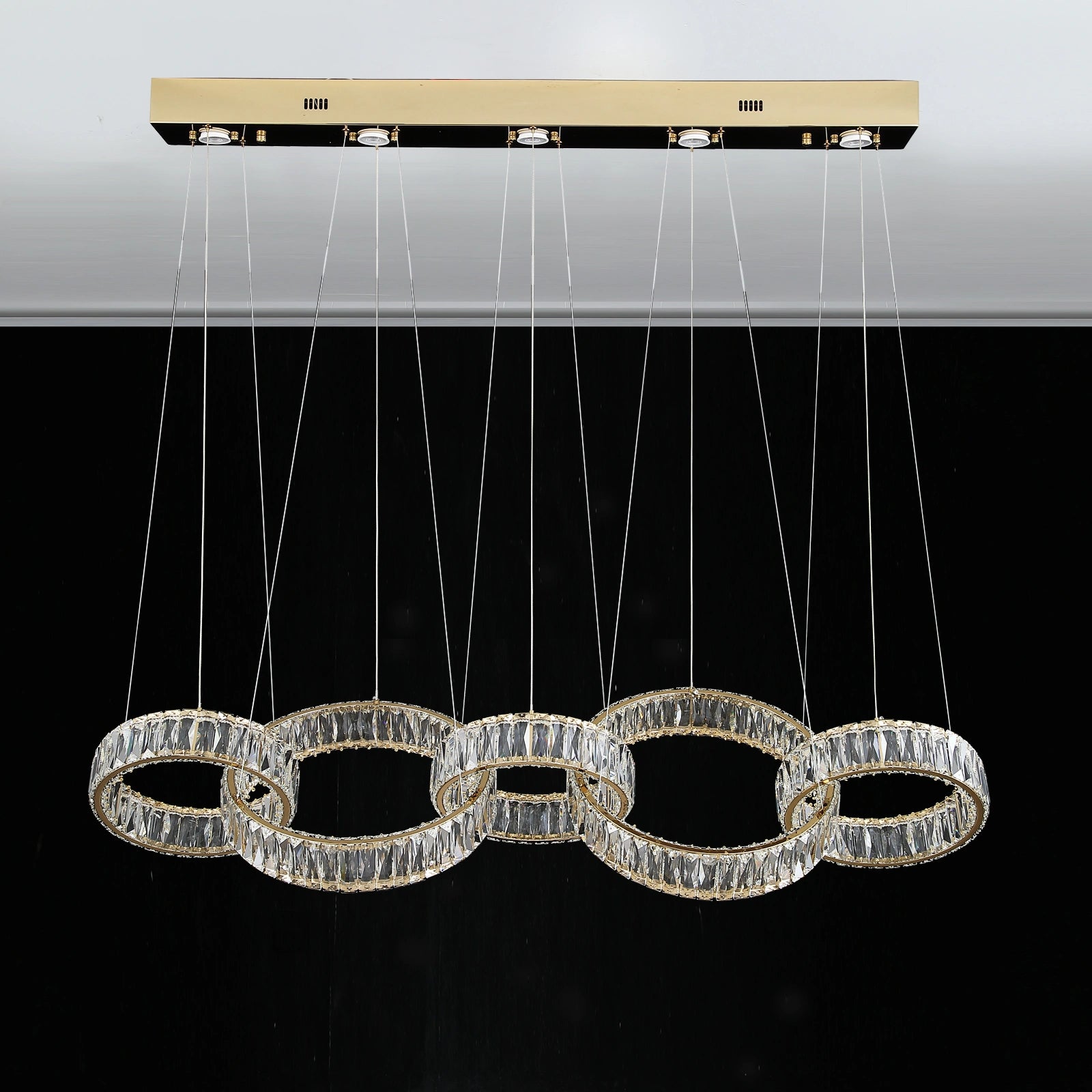 New Zynella Modern Rectangular LED Crystal Chandelier