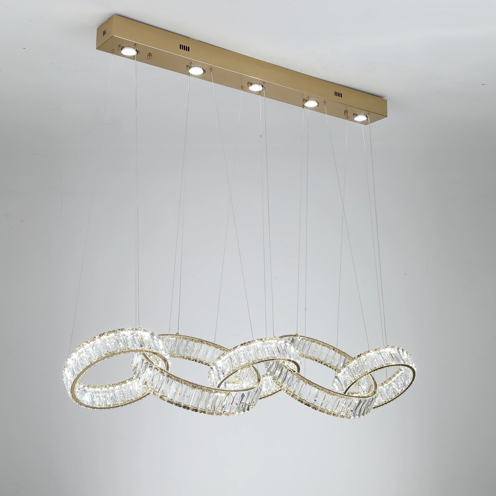 New Zynella Modern Rectangular LED Crystal Chandelier