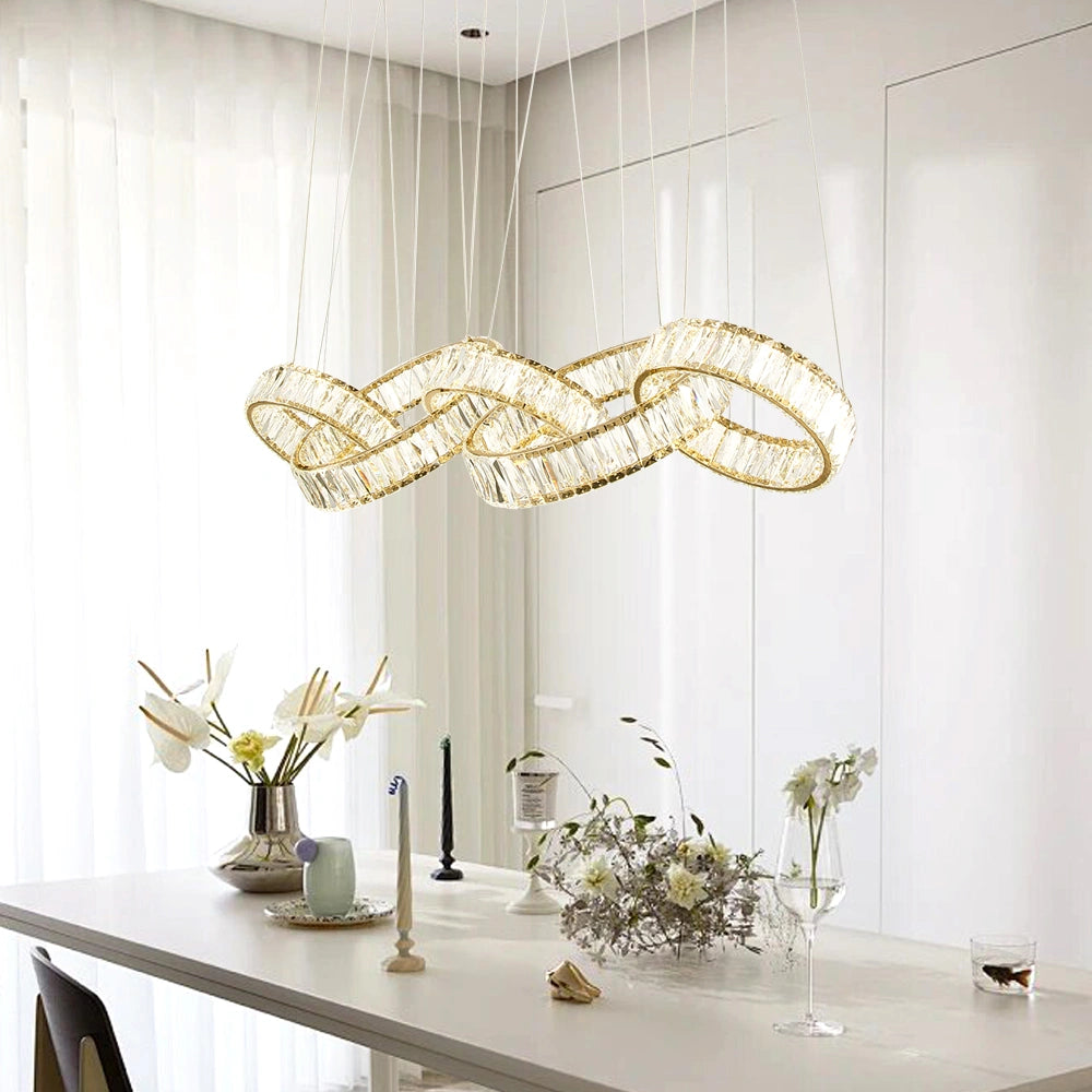 New Zynella Modern Rectangular LED Crystal Chandelier