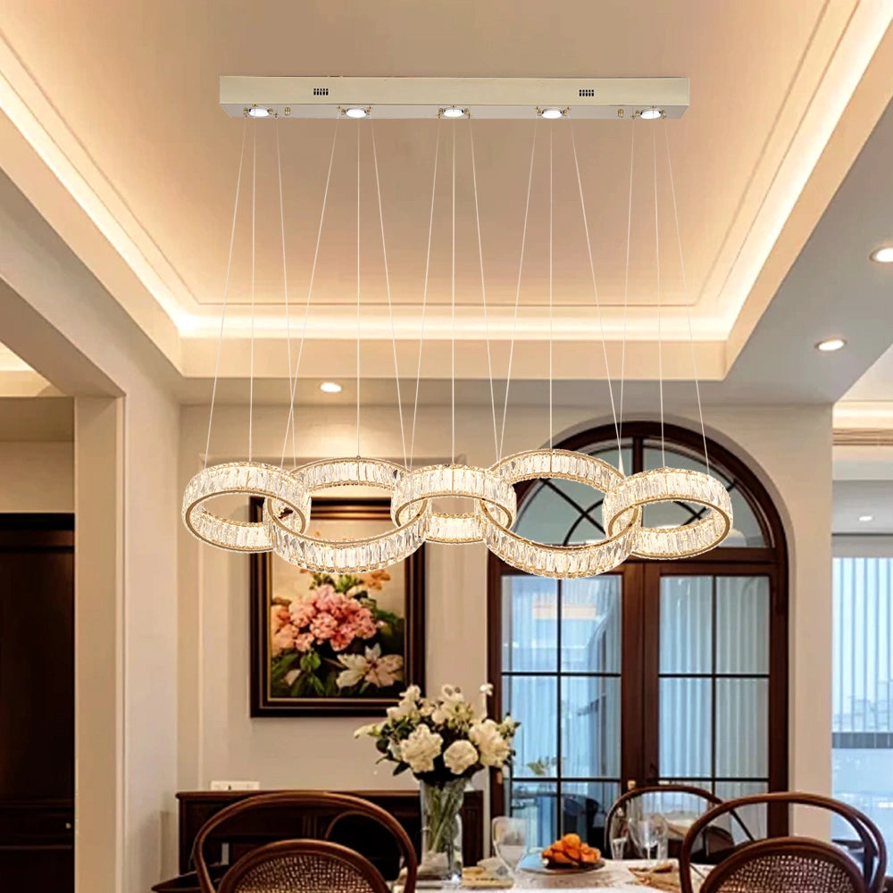 New Zynella Modern Rectangular LED Crystal Chandelier