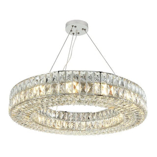 Phoebe Chrome Ring Chandelier Chic Modern  Bohemian Rattan Woven Pendant