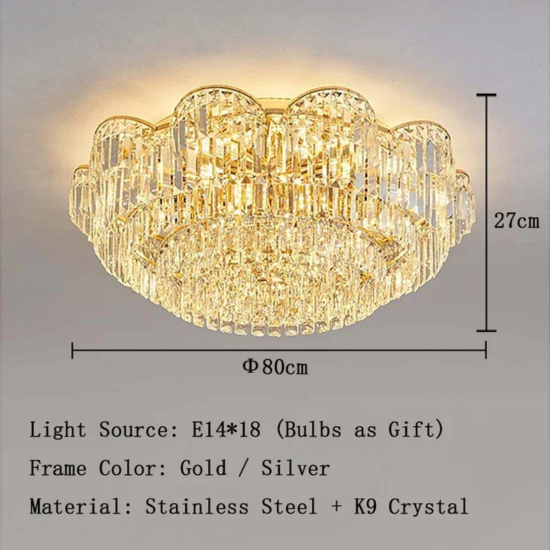 Zynella Luxury Crystal LED Chain Pendant Chandelier
