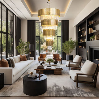 Golden Pisa Chandelier Modern  Ultra Slim LED Panel Lighting