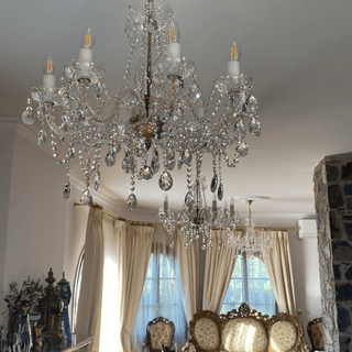 Belle Crystal Chandelier Modern  Vintage Brass Accent Lighting