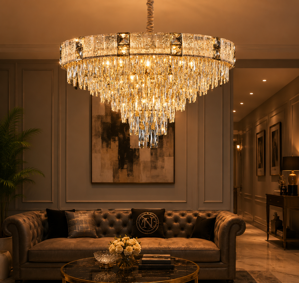 Zynella Gold Crystal Chain Pendant Chandelier