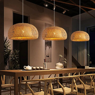 Bamboo basket Lampshade Modern  Chic Glass Globe Pendant